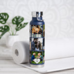 Bouteille D'eau Monogramme 9 photos personnalisées<br><div class="desc">Ajoutez 9 photos de famille, d'enfants, d'animaux de compagnie ou de meilleurs amis et créez votre propre bouteille d'eau de grille de collage avec votre nom monogramme initial dans un coeur blanc. Facile à personnaliser avec vos images et votre lettre carrés personnalisées. Il peut s'agir d'un cadeau de conservation bien...</div>