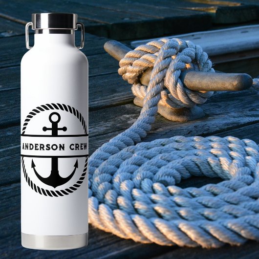 Bouteille D'eau Monogramme à Ancre nautique et à corde