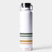 Bouteille D'eau Monogramme à rayures rétro chic (Arrière)