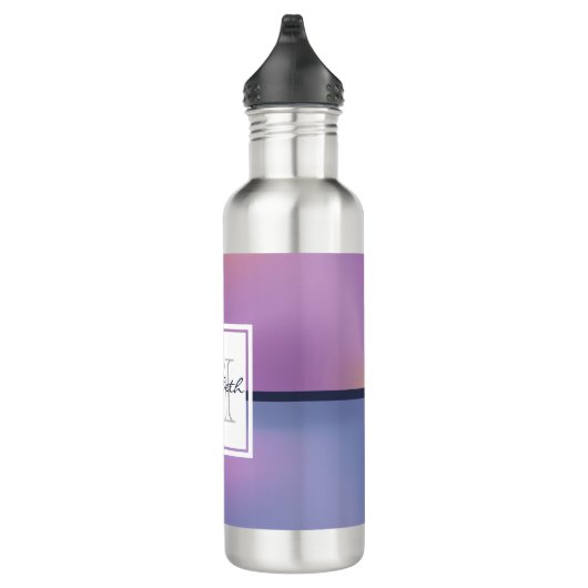 Bouteille D'eau Monogramme Abstrait moderne violet et rose (Droite)