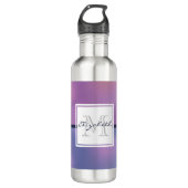Bouteille D'eau Monogramme Abstrait moderne violet et rose (Devant)