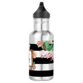 Bouteille D'eau Monogramme Antique Floral & Rayures (Droite)