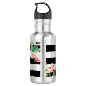 Bouteille D'eau Monogramme Antique Floral & Rayures (Dos)