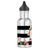 Bouteille D'eau Monogramme Antique Floral & Rayures (Gauche)