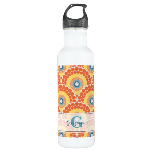 Bouteille D'eau Monogramme Art Déco Egée Été Radiant Mandala (Devant)
