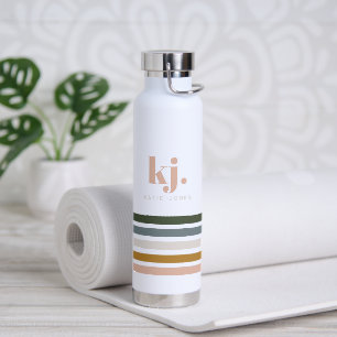 Bouteille D'eau Monogramme Bandes Rétro Chic