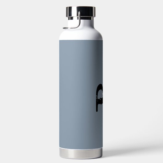 Bouteille D'eau Monogramme bleu foncé moderne Nom du script (Droite)