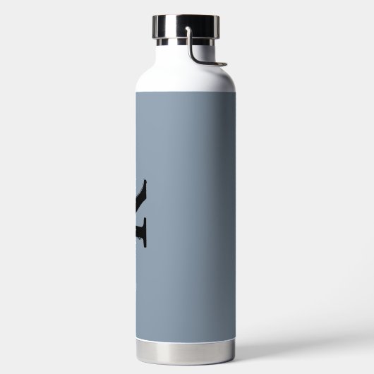 Bouteille D'eau Monogramme bleu foncé moderne Nom du script (Droite)