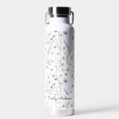 Bouteille D'eau Monogramme Bleu pourpre Joli Fleur sauvage Floral (Avant)