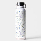Bouteille D'eau Monogramme Bleu pourpre Joli Fleur sauvage Floral (Arrière)