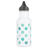 Bouteille D'eau Monogramme bleu vert de point de polka (Gauche)