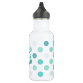Bouteille D'eau Monogramme bleu vert de point de polka (Droite)