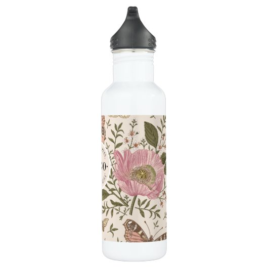 Bouteille D'eau Monogramme botanique Fleur sauvage moderne et tend (Droite)