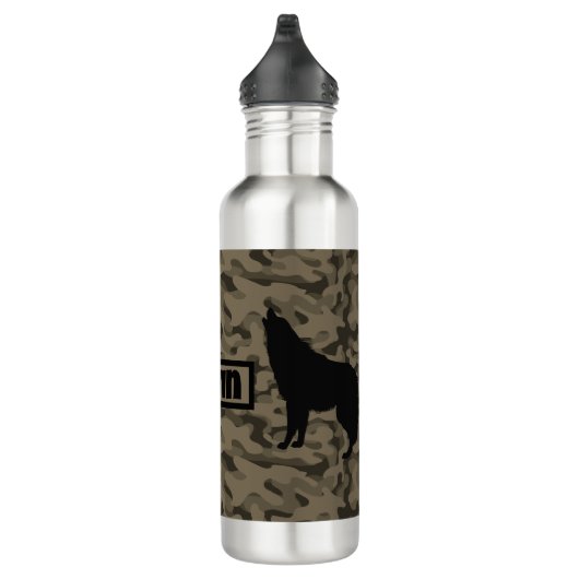 Bouteille D'eau Monogramme Brown Camo Black Wolf Silhouette | (Droite)