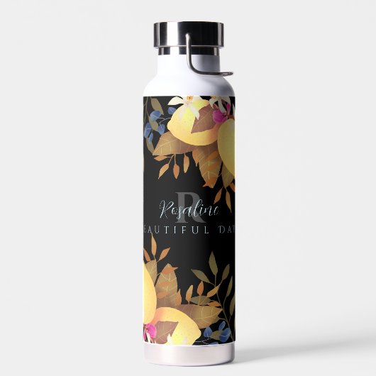 Bouteille D'eau Monogramme chic citron noir (Gauche)