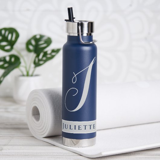 BOUTEILLE D'EAU MONOGRAMME CLASSIQUE SIMPLE INITIAL NOMMÉ ARGENT B (Yoga)