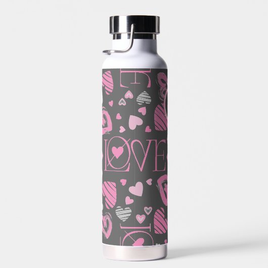 Bouteille D'eau Monogramme Coeurs roses Aimer Saint Valentin (Plage)