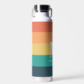 Bouteille D'eau Monogramme Couleurs rétro simples avec nom et init (Avant)