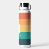 Bouteille D'eau Monogramme Couleurs rétro simples avec nom et init (Arrière)