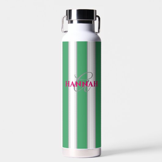 Bouteille D'eau Monogramme de bande de cabane en vert (Avant)