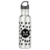 Bouteille D'eau Monogramme de brosse noir et blanc (Devant)