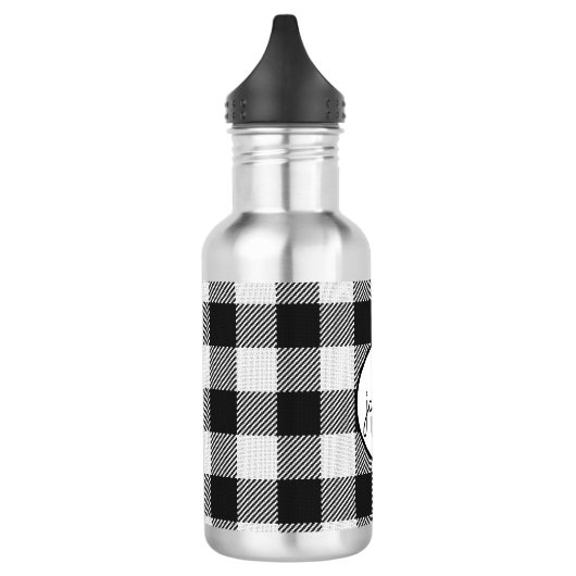 Bouteille D'eau Monogramme de Buffle noir et blanc tendance (Gauche)