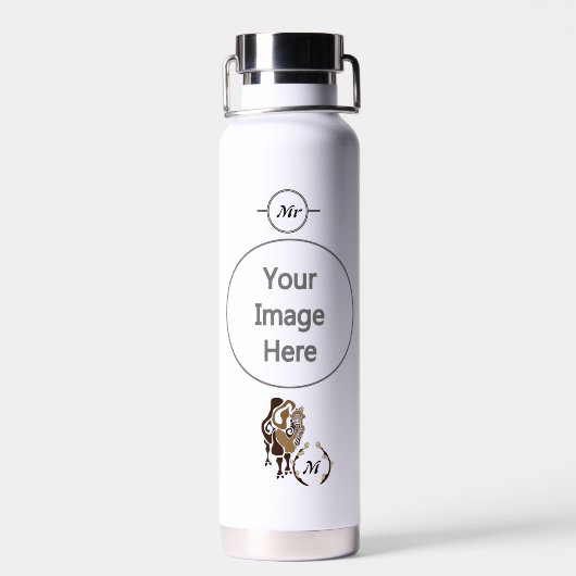 Bouteille D'eau Monogramme de chameau de Bactrie lunaire (Arrière)