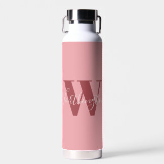 Bouteille D'eau Monogramme de fille et nom rose roux
