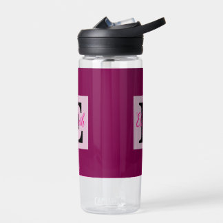 Bouteille D'eau Monogramme de fille et nom rose violet bagages