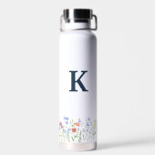 Bouteille D'eau Monogramme de fleur sauvage à l'aquarelle (Arrière)