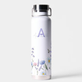 Bouteille D'eau Monogramme de fleurs sauvages violettes (Arrière)