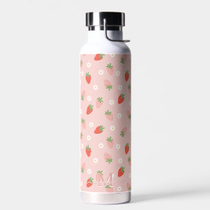 Bouteille D'eau Monogramme de fraises roses et rouges