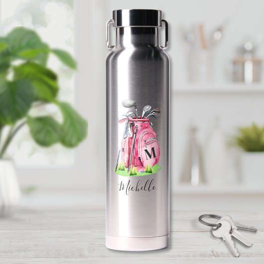 Bouteille D'eau Monogramme de Golf Rose