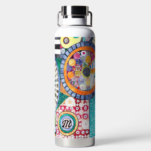 Bouteille D'eau Monogramme de Motif de Patchwork Abstrait moderne