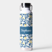 Bouteille D'eau Monogramme de nom aquarelle citron bleu (Avant)