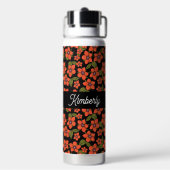 Bouteille D'eau Monogramme de nom aquarelle florale rouge (Arrière)