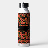 Bouteille D'eau Monogramme de nom aquarelle florale rouge (Gym)