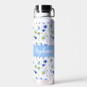 Bouteille D'eau Monogramme de nom de fleur sauvage à l'aquarelle b (Arrière)