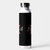 Bouteille D'eau Monogramme de nom initial noir rose blanc tendance (Gauche)