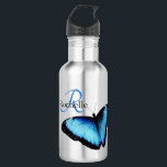Bouteille D'eau Monogramme de papillon bleu<br><div class="desc">Cette belle bouteille d'eau,  design avec un superbe papillon bleu,  avec son nom et son initiale,  rendrait le cadeau parfait pour les déjeuners scolaires,  Matching lunch box disponible aussi!</div>