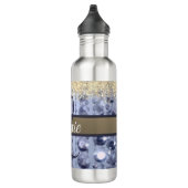 Bouteille D'eau Monogramme de perles bleues éblouissantes    (Droite)