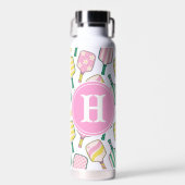 Bouteille D'eau Monogramme de Pickleball Rose et Jaune Preppy (Avant)