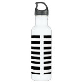 Bouteille D'eau Monogramme de pingouin noir et blanc et rayures (Dos)