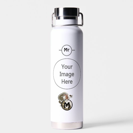 Bouteille D'eau Monogramme de salamandre en tête de marteau (Arrière)