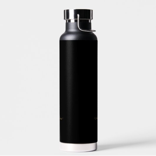 Bouteille D'eau Monogramme de script Black Gold moderne (Gauche)