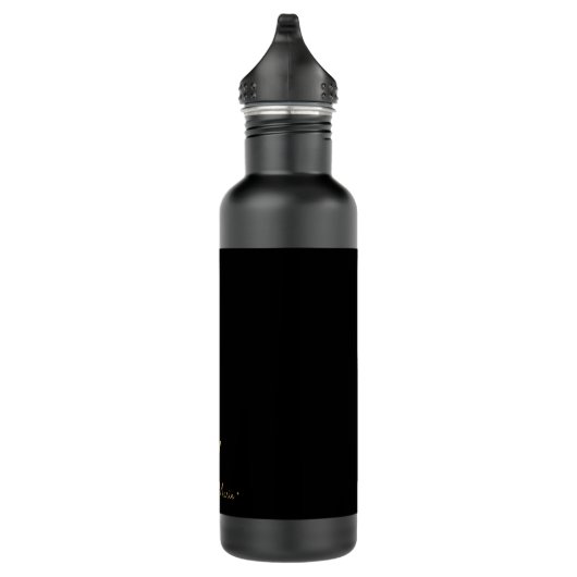Bouteille D'eau Monogramme de script Black Gold moderne (Droite)