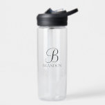 Bouteille D'eau Monogramme de script personnalisé classique et nom<br><div class="desc">Monogramme personnalisé et cadeau de nom caractéristiques monogramme personnalisé en style de police de script classique noir et nom en style de police de serif classique noir. Parfait comme cadeau de vacances,  cadeau de fête des pères pour papa et cadeau pour toutes les occasions spéciales.</div>