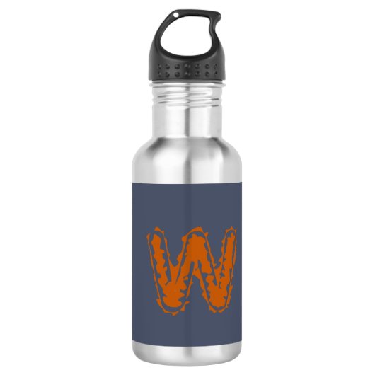 Bouteille D'eau Monogramme déplaisant avec collision orange sur bl (Devant)