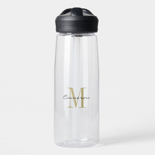 Bouteille D'eau Monogramme d'or initial et nom personnalisé (Avant)