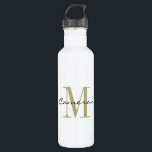 Bouteille D'eau Monogramme d'or initial et nom personnalisé<br><div class="desc">Monogramme d'or initial et nom personnalisé</div>